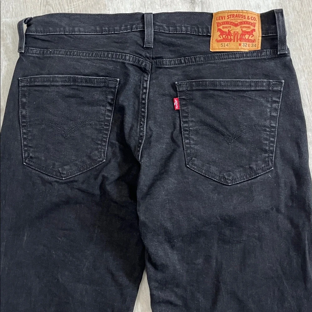 Levi’s‎ 514 Straight Fit Black Jeans Mens 32x34 Stretch Denim Classic 00514-0730
